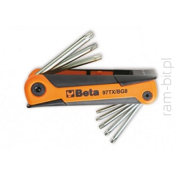 BETA 97TX/BG8 Komplet 8 kluczy trzpieniowych , profil Torx 