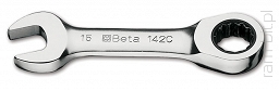 BETA 142C Klucze płasko-oczkowe z mechanizmem zapadkowym, proste, krótkie