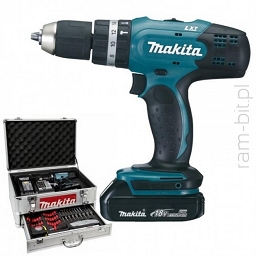 MAKITA DHP453SYEX Wiertarko-wkrętarka udarowa akumulatorowa 18V ( 2 x Akumulator 1,5Ah + Ładowarka z Zestawem akcesoriów )