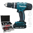 MAKITA DHP453SYEX Wiertarko-wkrętarka udarowa akumulatorowa 18V ( 2 x Akumulator 1,5Ah + Ładowarka z Zestawem akcesoriów )