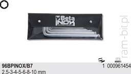 BETA 96BPINOX/B6 Komplet kluczy trzpieniowych kątowych z końcówką kulistą, wykonanych ze stali nierdzewnej